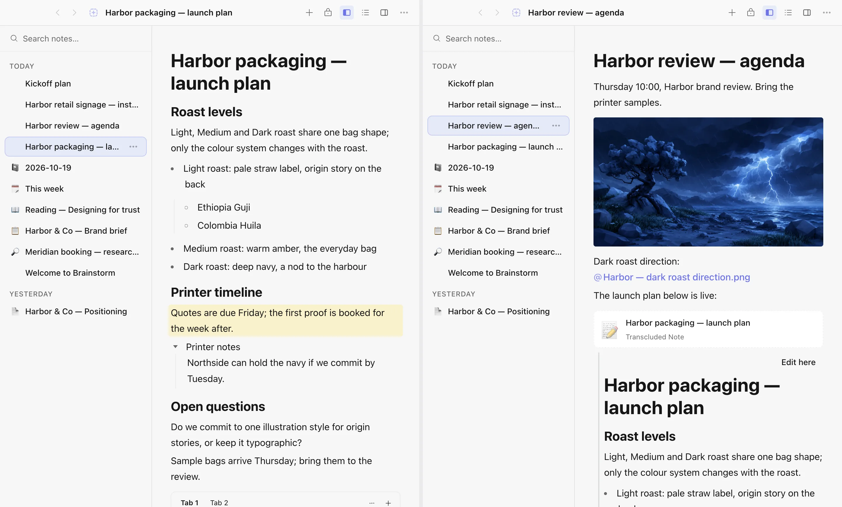 Two apps side by side in one window