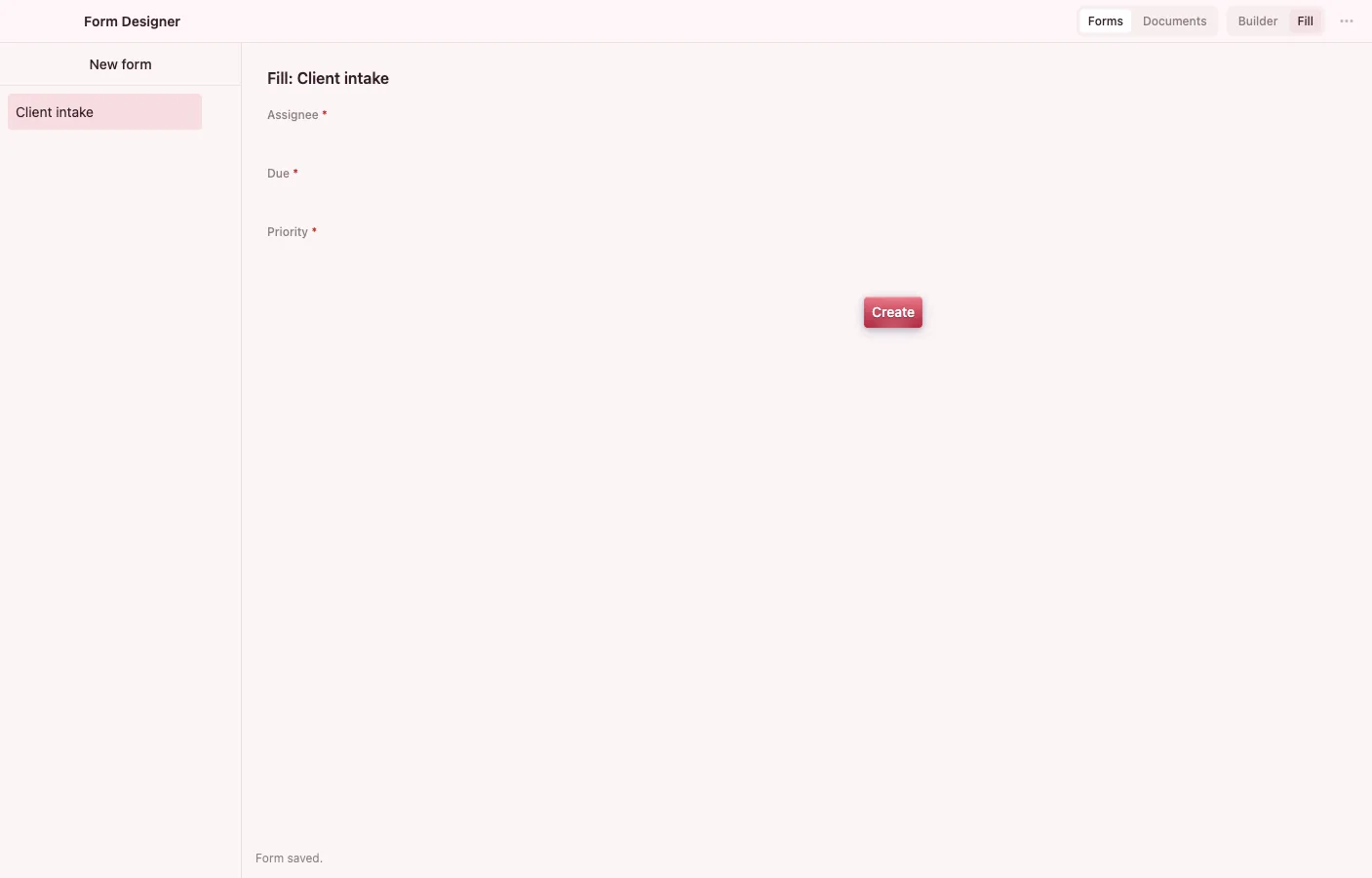 Form Designer: Fill mode