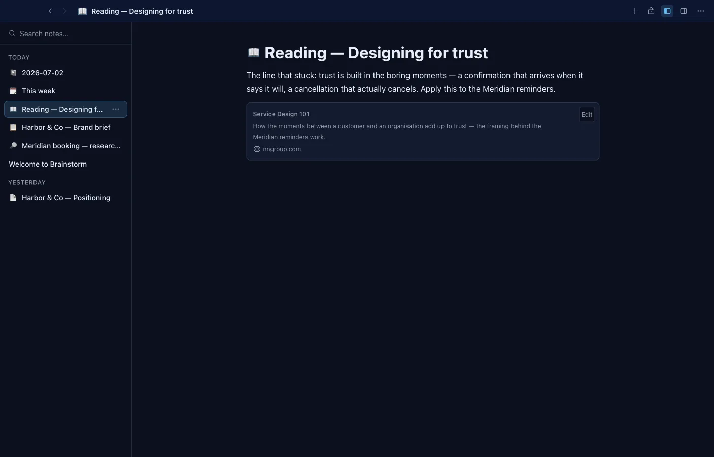 Notes: Notes that link out