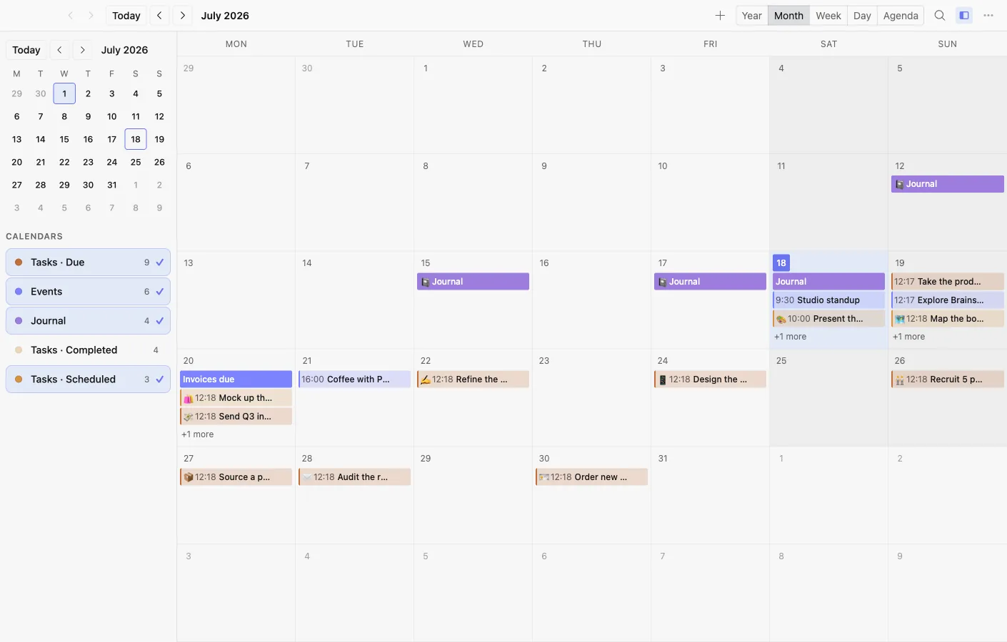 Calendar: Your week, from the same data