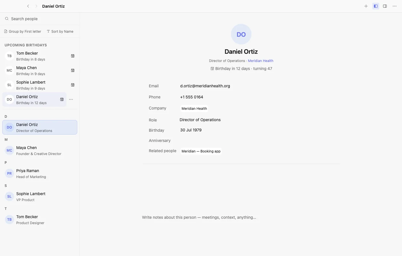 Contacts: People, and how they connect