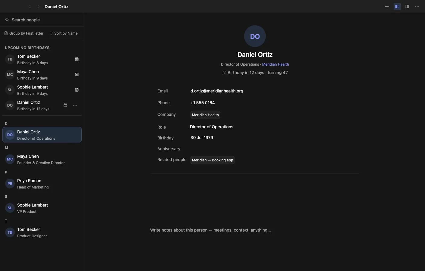 Contacts: People, and how they connect