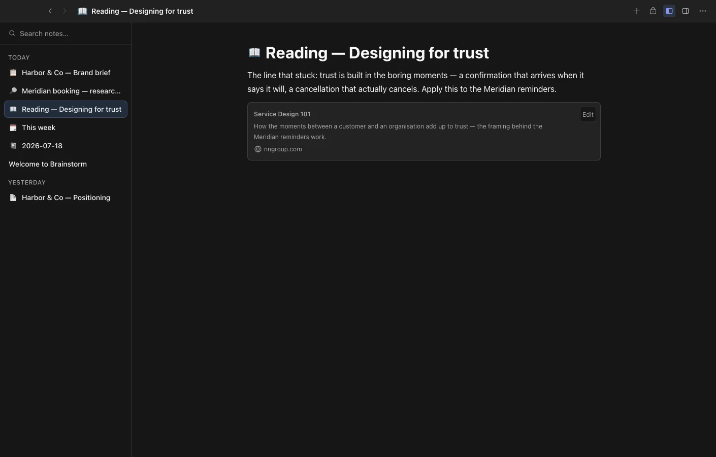 Notes: Notes that link to everything